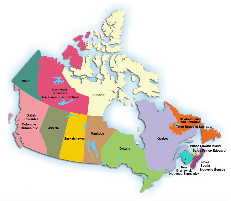 Map of Canada with hyperlinks to Professional Photographers of Canada Regions.