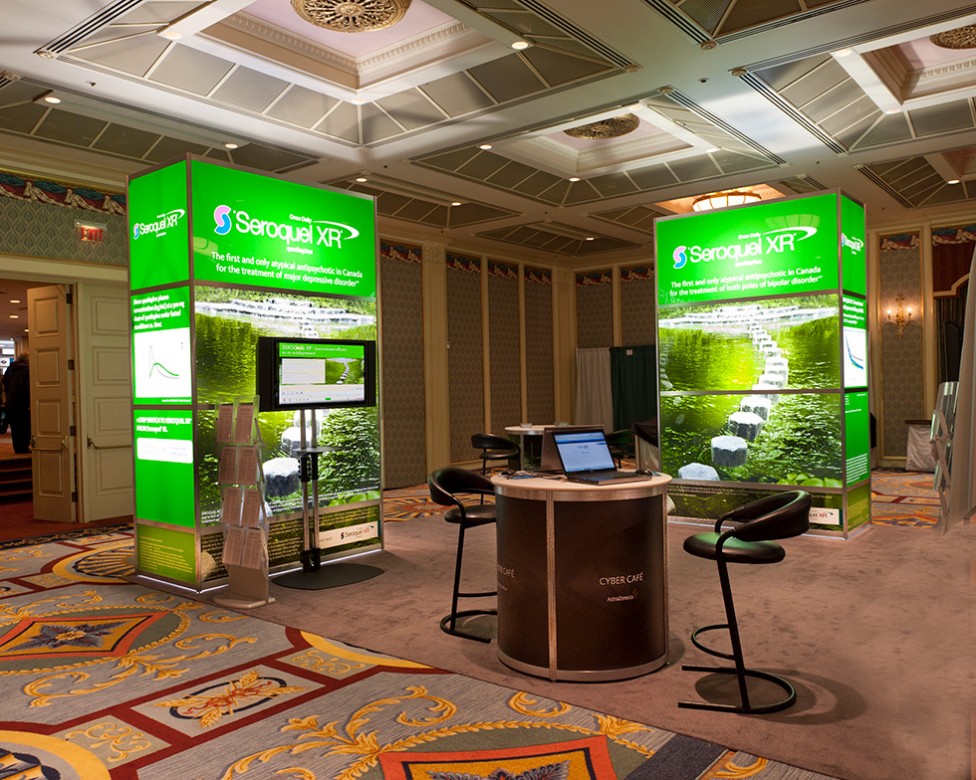 A commercial image of a trade show booth by David James.