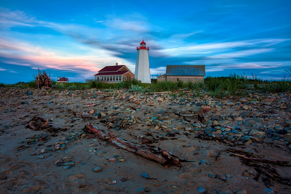 The Miscou Island Lighthouse at dusk, by Moncton photographer, Don Lewis